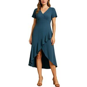 Grace Karin Mermaid Midi Dress Womens Size XL Elegant V-Neck Short Sleeve Formal